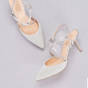 Strappy Glitter Mesh Pointy Toe Heels